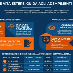 Guida fiscale per polizze vita estere: tassazione al 26%, Quadro RW obbligatorio, IVAFE vs imposta di bollo. Scopri cos'è l'IVAFE e come si applica.