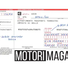 Bollettini patente B privatista: versamento imposta di bollo per pratiche auto. Importo 16,00 euro.
