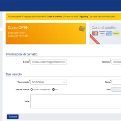 Schermata per richiedere visure PRA. Inserisci dati veicolo, contatti e scegli la modalità di pagamento, es. **duc auto**.