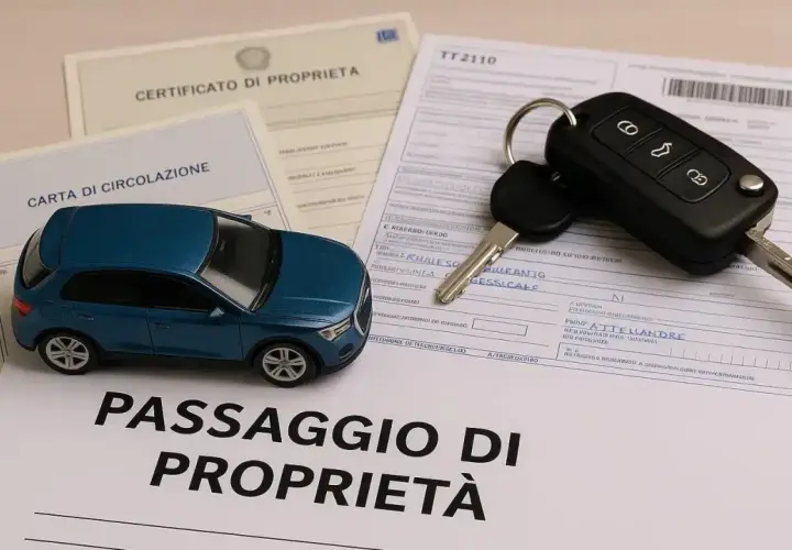 Documenti auto: certificato di proprietà, carta di circolazione, passaggio di proprietà e chiavi.