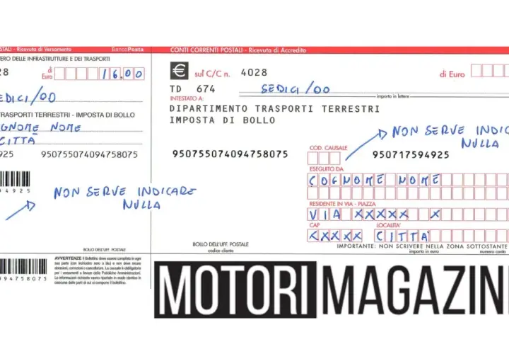 Bollettini patente B privatista: versamento imposta di bollo per pratiche auto. Importo 16,00 euro.