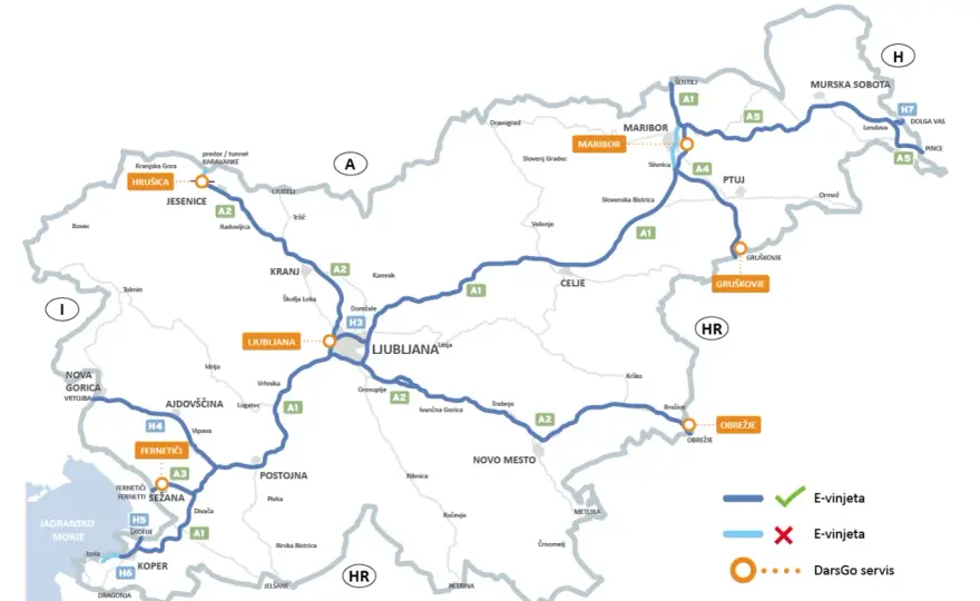 Autostrade slovene, mappa, vignetta e regole da sapere
