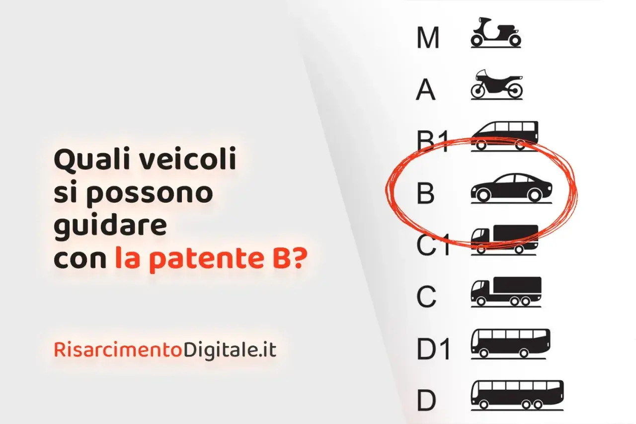 Quali veicoli si possono guidare con la patente B? L'immagine mostra che la patente B permette di guidare un'auto.