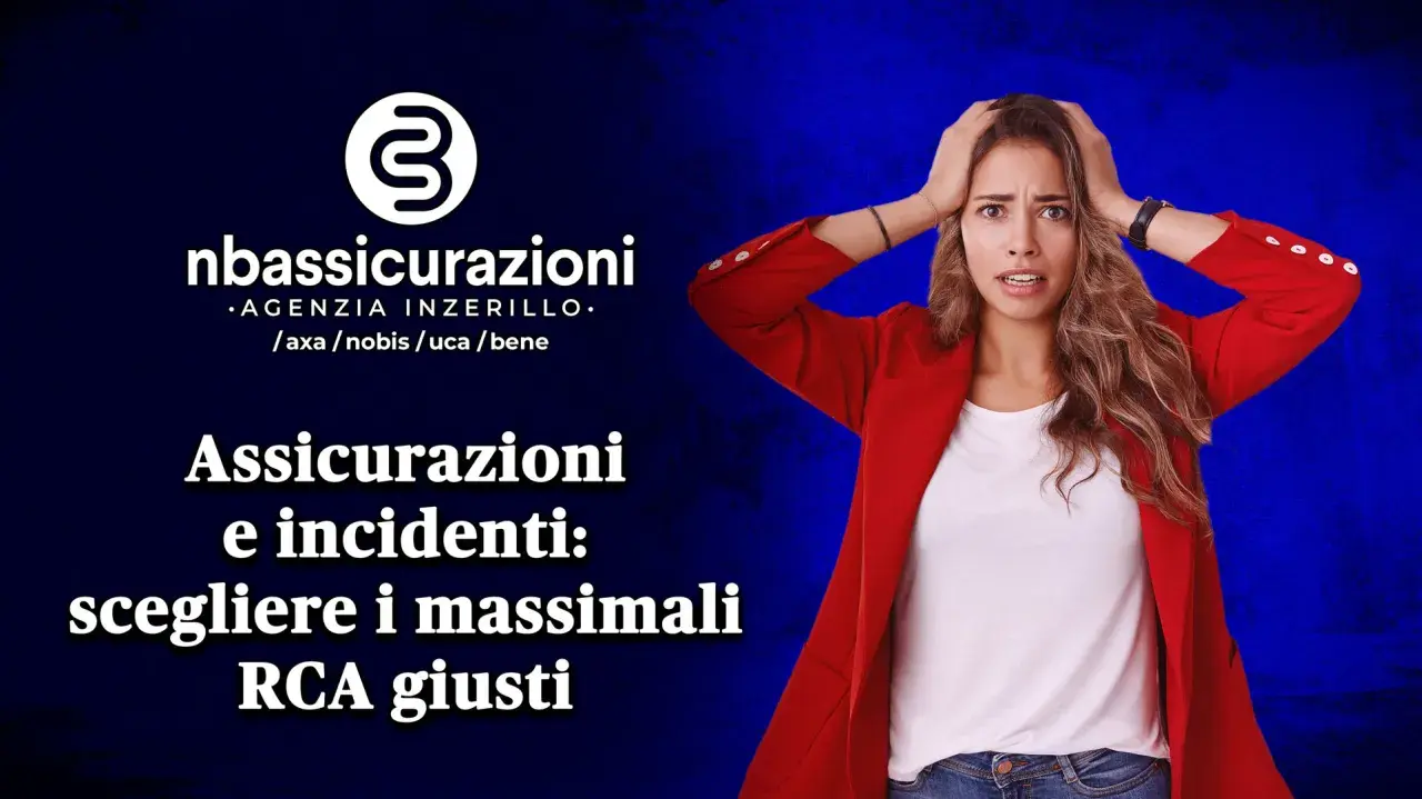Donna stressata con mani sui capelli, testo su assicurazioni e cosa sono i massimali RCA.