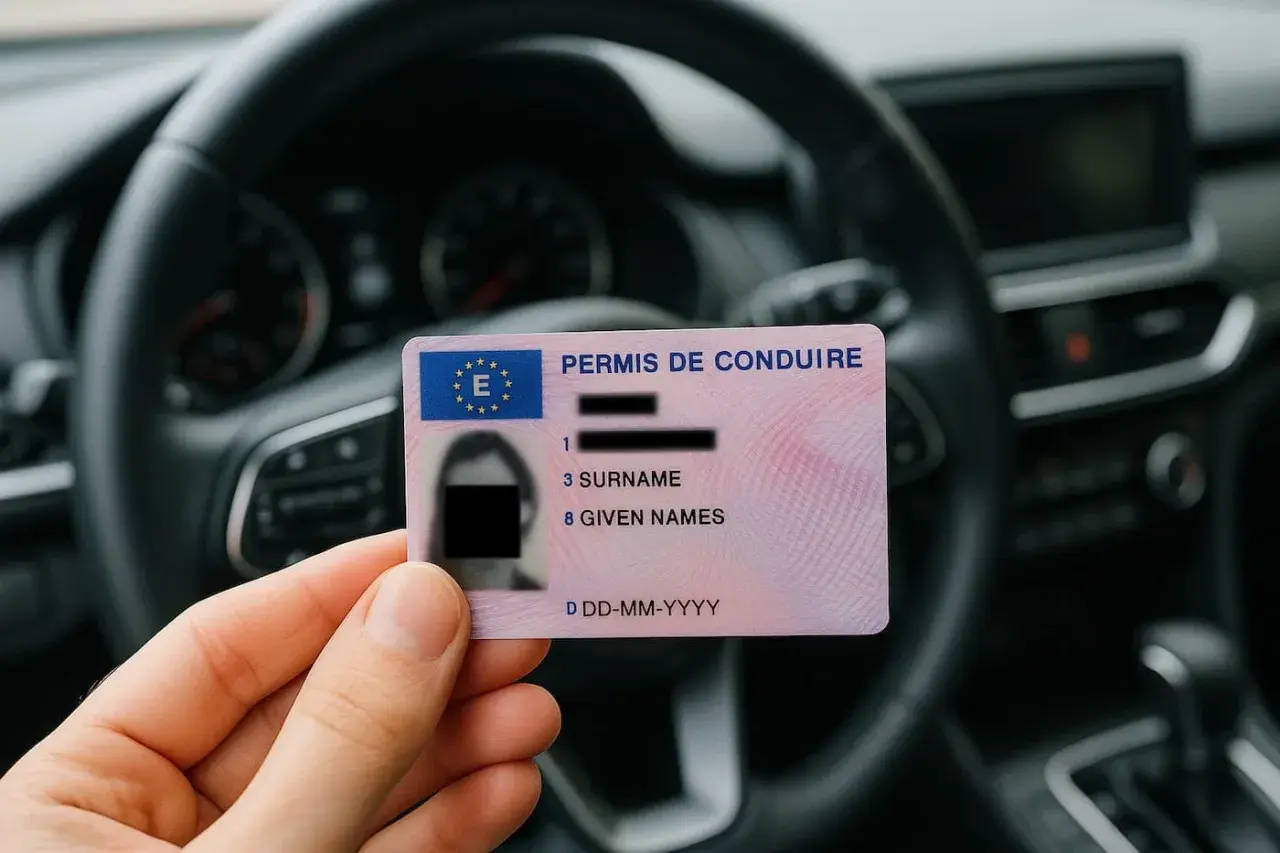 Mano che mostra una patente europea, simbolo di libertà e possibilità di conversione patente per guidare ovunque.